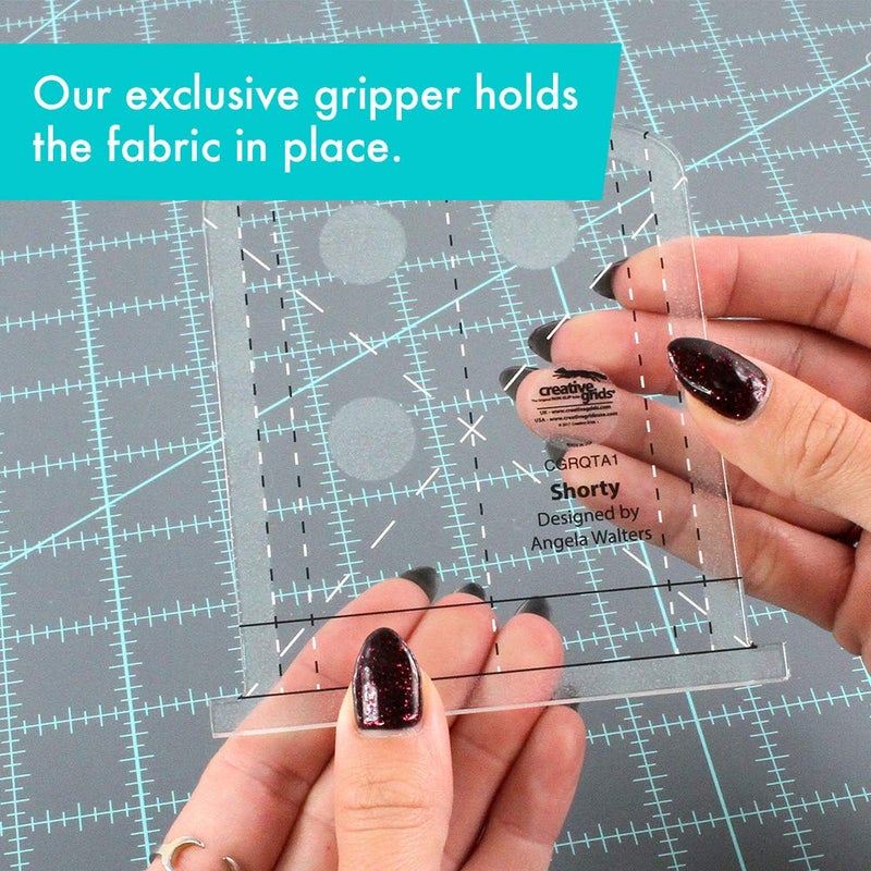 Creative Grids Machine Quilting Tool â€“ Shorty â€“ CGRQTA1 Made in USA, Non-Slip Grip Acrylic Quilting & Sewing Template Ruler for Free-Motion Quilt Patchwork Design Domestic Sewing & Longarm Machines - Image 4